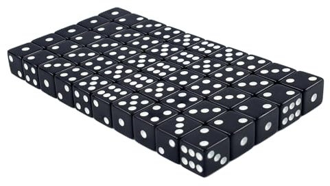 SLAKOZYT 50 Stück 16 mm Würfel Set 6-Seitig,Würfel Set für Tenzi, Sechsseitige Standardwürfel mit Schwarzen Punkten für Brettspiele Würfelspiele Tischspiele (schwarz)