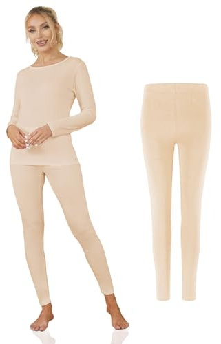 Channo Damen Thermo-Unterhemd - Hochwertige Thermokleidung für kaltes Wetter - Packung mit 1, Beige, XXL