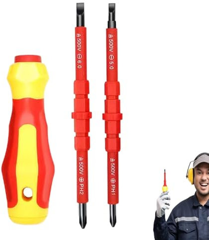 Destornillador aislado, Juego de destornilladores eléctricos aislados,Destornillador de electricista intercambiable - Juego de destornilladores de electricista con puntas magnéticas, herramienta de de