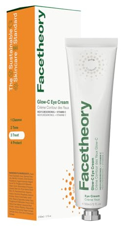 facetheory Glow-C Under Eye Cream (Unscented) - Anti-Aging Eye Cream with Vitamin C to Brighten, Firm & Minimise Fine Lines - Daily Eye Cream for Glowing Skin (30 ml)