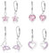 ALEXCRAFT Silber 925 Ohrringe Hängend Französische Ohrhänger Tropfenohrringe Glänz Silber 925 Creolen mit Zirkon Rosa Stein Kleine Creolen mit Herz Schmetterling Stern Anhänger Ohrringe Set Damen