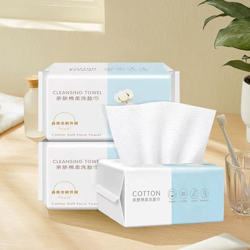 All Primes Face Clean Towels, 70 Count Disposable Biodegradable Facial Wash Cloth for Sensitive Skin, Lint- free Facial Tissue for Cleansing, Skincare and Makeup Remover, Dry Wipes