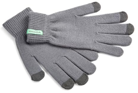 Skoda 000084340G8XP Strickhandschuhe Herren Handschuhe Touchscreen Bedienung Smartphone, grau
