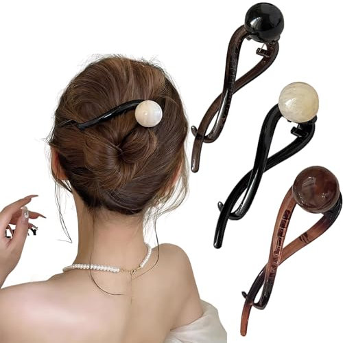 3 pinzas para el pelo para mujer, con perlas, grandes, para plátano, horquillas grandes, francesas, pinzas francesas, elegantes pinzas para el pelo, pinzas gruesas