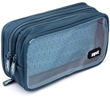 ZIPIT, Federmäppchen mit 2 Hauptfächern | Großes Federmäppchen | Federtasche für Schule, Hochschule und Büro (Blaugrün)