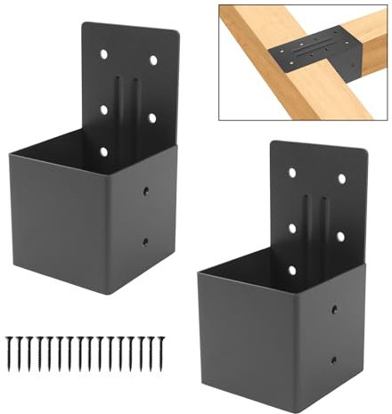 Pergola-Halterungen, 2 Stück, 10,2 x 10,2 cm (tatsächlich 9,1 x 9,1 cm), Sparrenpfostenhalterungen, Pergola-Verbinder, DIY-Verbindungsstücke für Gartenpavillons, Blockhütten, Sonnenraum, Carport,