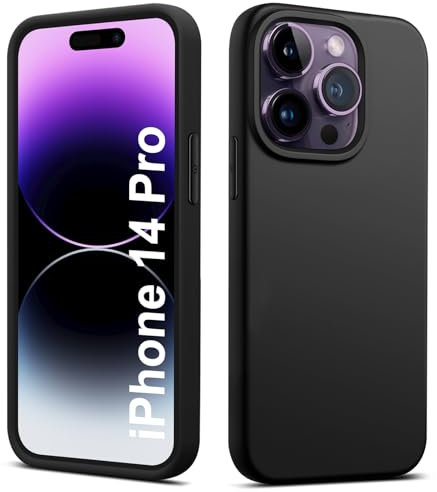 Elekpia Ultradünne Hülle für iPhone 14 Pro, Matt Schwarz weiche Silikon Handyhülle mit hautschmeichelnder Griffigkeit | Stoßfeste Anti-Fingerprint Schutzhülle Case