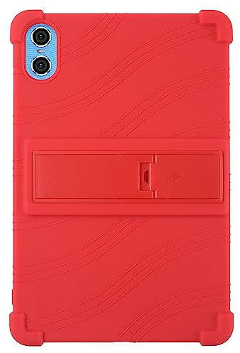 MQVQAUBST Étui for Tablette Teclast P85T 8 Pouces 2023, Coque en Silicone Souple, Antichoc et réglable avec Support(Red)