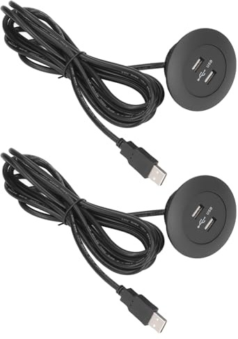 2 Stück Sofa Dual USB Ladebuchse 5V 2,5 M Langes Kabel (Schwarz) | Universelle Unterputz Installation Dual USB Telefon Ladeanschlüsse Steckdose für Sofa, Couch, Tisch, Nachttisch