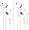 Confezione da 2 cuffie cablate per iPhone [Plug and Play, senza Bluetooth] Microfono integrato e controllo del volume e riduzione del rumore per iPhone 14/13/12/11/XR/XS/X/8/7/SE/Pro/Pro Max, supporta