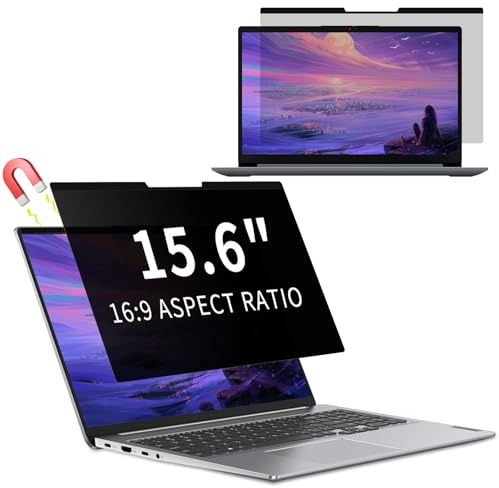 KiimLaa Filtro Privacy Magnetico Rimovibile per Laptop 15,6 16:9 - Pellicola Protezione, Anti-Riflesso e Filtro Luce Blu per Notebook 15,6 Pollici (351 * 204) mm