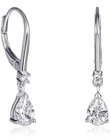 Diamond Treats Tropfen-Ohrringe für Damen mit birnenförmigen Zirkonia-Steinen in 925er Sterlingsilber oder vergoldetem Silber – elegante Ohrhänger in Blau, Rot, Grün oder Farblos, mit Geschenkbox
