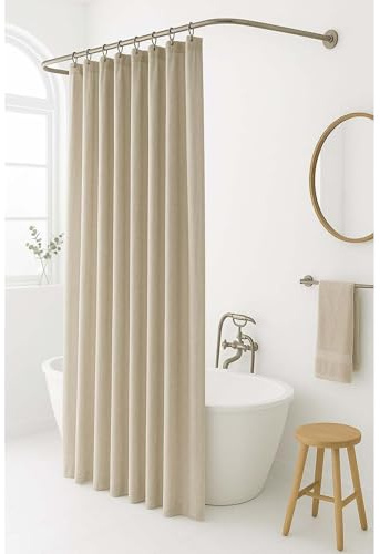 UUDIHO Rideau de Douche Lavable en Lin imperméable pour Salle de Bain, Rideau de Salle de Bain, Rideaux de Douche avec Boucles décoratives 90 x 190 cm (l x H)