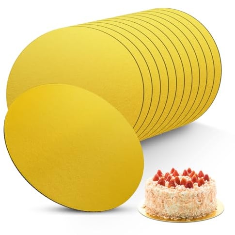 HXC 12 Stück Cake Board 30cm Rund Tortenplatte Pappe Gold 3 mm Dick Tortenunterlage Wiederverwendbar Tortenboden für Transport Kuchen und Torten für Geburtstag Party Hochzeit