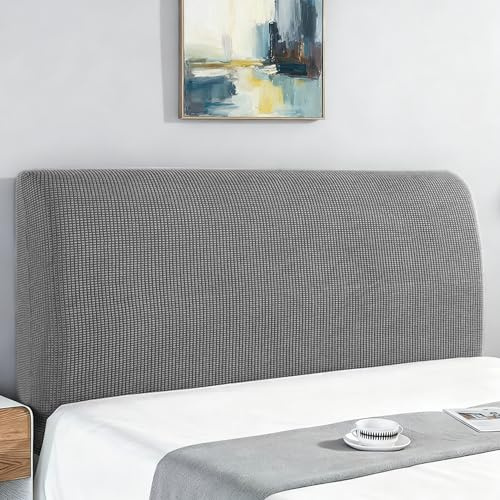 Songella Bettkopfteil Hussen Dehnbare Bett Kopfteil Bezug Maiskornform Staubdicht Für Schlafzimmer Kopfteil, Dunkelgrau, 150cm