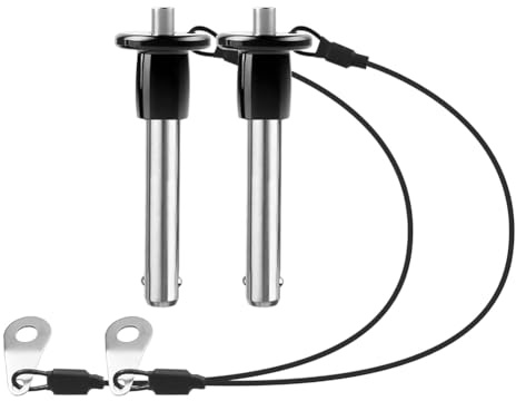 Koolenry 2 Pack 304 Stainless Steel Quick Release Pin Ball Locking Pin with Push Button Round Handle Lanyard Usable Length 30mm