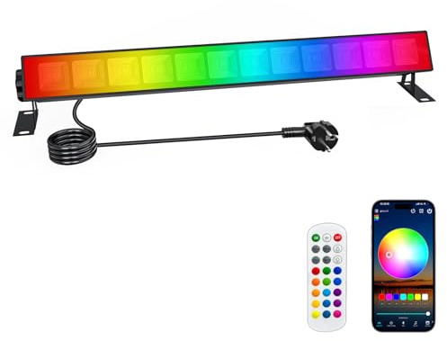 CREATESTAR 30W RGB LED Strahler, RGB Wallwasher Licht mit Bluetooth App und 2.4G Fernbedienung, IP66 Wasserdicht rgb Strahler mit Timer Memoryfunktion für DJ Party Bühnenlichter Garten Bar