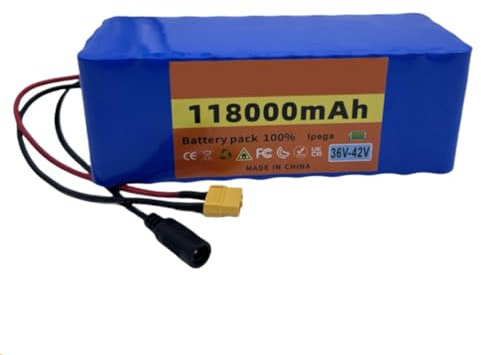 36V E-Bike Lithium-Ionen-Akkupack Mit Ladegerät 10S4P 118Ah Wasserdichter PVC-Akku Mit Integrierte Schutzplatine Wiederaufladbarer Lithium-Akku Für Elektroroller XT30+JST