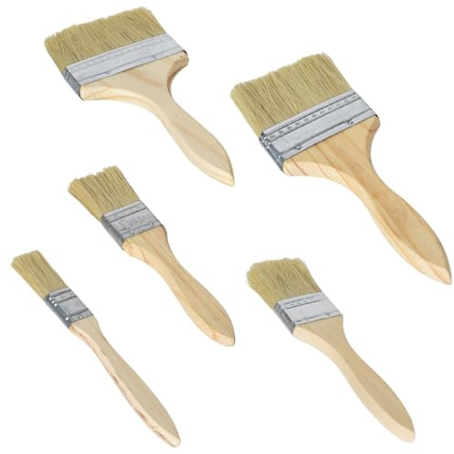 4 Stück Flachpinsel Set, Malerpinsel Set und Lackpinsel mit Holzgriff, Lasurpinsel Holz Außen, Pinsel für Lacke und Farben, Lackierpinsel Geeignet zum Fechten, Dekorieren, Malen (20/35/50/70/95 mm)