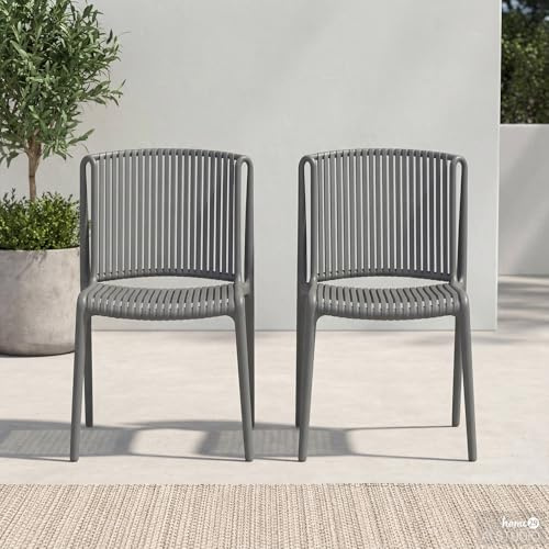 home24 Gartenstuhl 2er-Set in Salbei aus robustem Kunststoff, Langlebiges Polypropylen mit pflegeleichter und wetterfester Oberfläche, Leichtes Sitzmöbel für die Flexible Nutzung auf dem Balkon