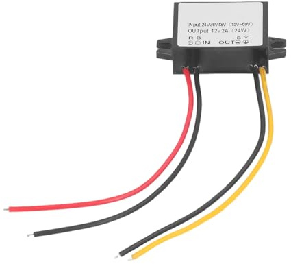 Zerodis Trasformatori 24V 36V 48V a 12V 2A 24W Riduttore di Tensione Ad Alta Efficienza con IP67 per Veicoli Strisce Luminose a LED Motori Attrezzature di Sicurezza Convertitore DC-DC