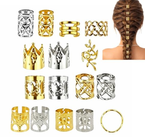260 Pièces Accessoires Coiffure en Métal, Set de Chevillères Cheveux Dorés et Argentés avec Boîte, Durdiiy Pinces à Cheveux Spiral, Perles Dreadlocks pour Tresses, Décoration Alliances Capillaires
