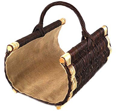 MyBer® Kaminholzkorb Rattankorb Weidenkorb stabiler Tragekorb für Holz mit Jutefutter K12-574_1_K