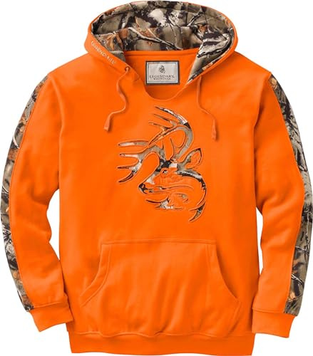 Legendary Whitetails Mens Camo Pullover Hoodie Hunting Sweatshirt, Inferno, Large