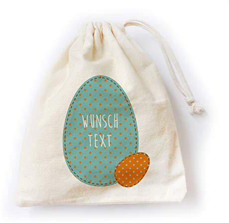 Herz & Heim® Geschenksack zu Ostern 14 cm x 20 cm (B/H) personalisiert mit Wunschnamen (Osterei)
