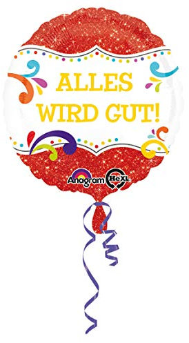 Amscan 3409101 - Standard Folienballon Alles wird gut, Durchmesser 43 cm, Volumen 13 Liter, Heliumballon