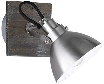 Trio Leuchten Wandspot 805000130 Timber, Metall Nickel matt, Holzsockel, exkl. 1 x E14