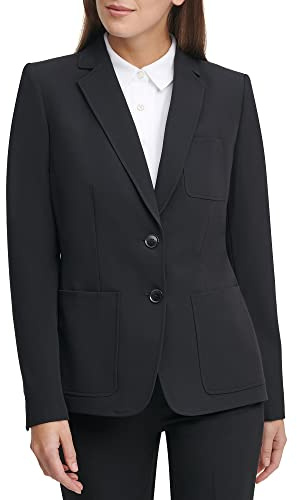 Tommy Hilfiger Women's Business Jacket Single-Button Blazer, Black, 4