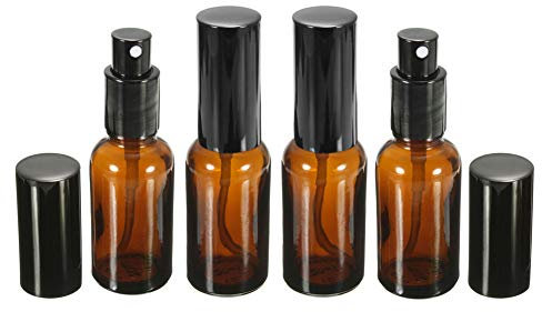 Suneast 5 botellas de 20 ml de spray de vidrio ámbar con pulverizador negro de niebla fina vacía para aceites esenciales, aromaterapia, perfumes, fragancia, líquido químico, Aluminium Oxide Sprayer