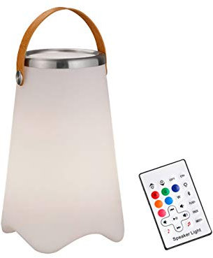 meineWunschleuchte 3in1 LED Leuchte CALLOON mit Bluetooth Lautsprecher und Fernbedienung – RGB Farbwechsel & Flaschenkühler mit praktischem Ledergriff, Höhe 50cm- für Indoor & Outdoor (IP44)