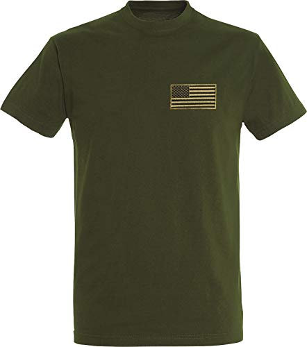 US Army Shirt Herren - USA Flagge Patch - Stars and Stripes T-Shirt (Army XXL)