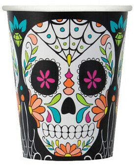 Lot de 8 gobelets en carton Motif crâne Jour des morts Halloween