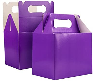 SHATCHI 10pcs/20pcs/30pcs Cardboard Lunch Takeaway Birthday Wedding Carry Meal Food Cake Party Box Childrens Loot Bags, Purple