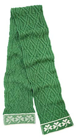 SAOL 100% Merinowolle Traditioneller Irischer Kleeblatt Aran Wollschal für Dammen, Grün