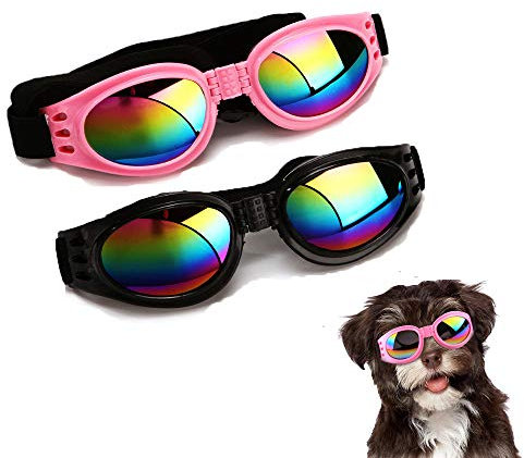 Chulai stilvolle Haustierbrille, coole Hunde-Sonnenbrille, wasserdicht, winddicht, UV-Schutz, Sonnenbrille für Hunde, Welpen, 2 Stück