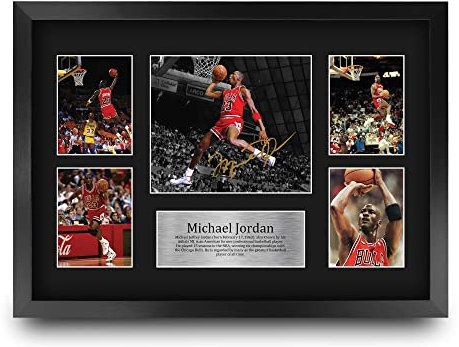 HWC Trading A3 FR Michael Jordan Geschenk Großer gerahmter A3 Printed Autogramm Chicago Bulls Geschenke Photo Display Signed
