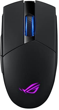 ASUS ROG Strix Impact II Wireless Gaming Mouse, 16,000 DPI, 5 Programmable Buttons, Aura Sync RGB Lighting, 2.4 GHz, Long Battery Life, Lightweight, Ergonomic, PTFE Mouse Feet, Black