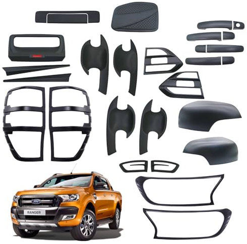 JHCHAN Body Kits for Ford Ranger 2015-2022 Accessories Wildtrak XL XLT Limited T7 T8 Light Guard Side Door Handle Protector Tailgate Handle Signal Wing Mirror Trim Side Vent Cover