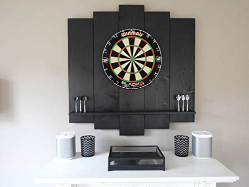 Wooden Dartboard Surround | Premium Dart-Wandschutz & Tablet-Halter | Powered by Maximiser Max HOPP (Catchring, Dart Umrandung) (OHNE Tablet-Halter, Schwarz)
