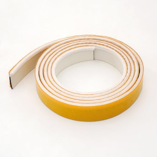 Door Strip Draft Excluder Sticky Intumescent Fire Smoke Garage Door Seal - Self Adhesive Surface Mounted Window Sealer Strip with Brush - 5.2m (White)