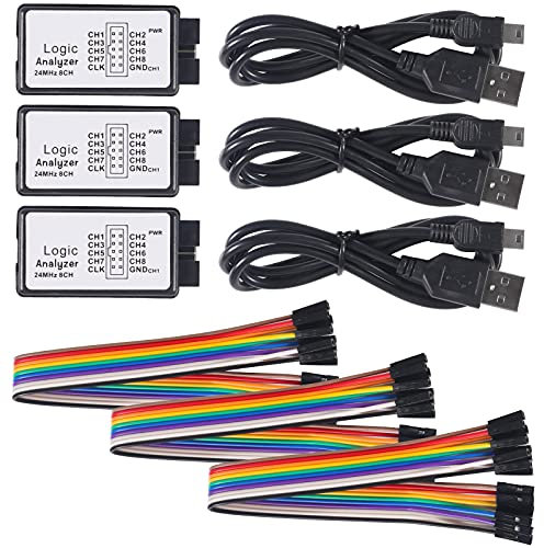 3PCS USB Logic Analyzer Gerät mit USB Kabel 5MHz 24MHz 8CH 8 Kanal UART IIC SPI Debug Logic Analyzer Professioneller Mikrocontroller Gerät Netzwerkanalyse Set für Arduino FPGA ARM M100 SCM