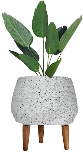 Elly Décor Jardinière pour terrasse, intérieur et extérieur | 30,5 x 33 cm, Fibre de Verre, Blanc, 30,5 x 33 cm