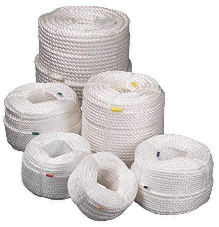 Direct Manufacturing White Polypropylene Rope Coil (6mm - 24mm) Strong, Hard Wearing Multi-Purpose Rope for Trade, DIY, Gardening and Construction. (8mm 220m)