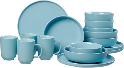 Ritzenhoff & Breker Kombiservice Jasper, 16-teilig, Graublau, Steinzeug, Teller Schalen und Becher für 4 Personen