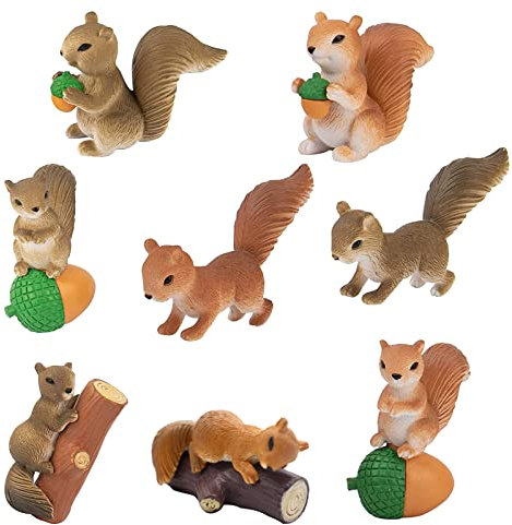 Lukinuo Squirrel Cake Topper 8pcs Squirrel Birthday Cake Topper Cupcake Topper Squirrel Characters Toys Miniature Figurines Collection Playset Squirrel Cake Decoration for Kids Birthday Baby Shower