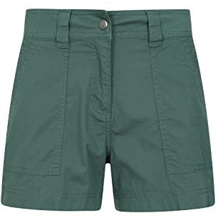 Mountain Warehouse Coast Womens Shorty Shorts - Lightweight Ladies Pants, Breathable, Pockets, Stretchable Trousers - for Spring Summer, Travelling & Oudoors Green (Short) Women's Size 14